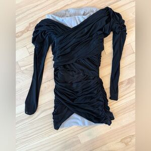 Elegant Black Ruched Dress